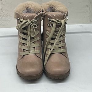 Mini Mia Keylah Size 2 Girls Faux Suede Sacked Heel Combat Boots**NEW(NOBOX)